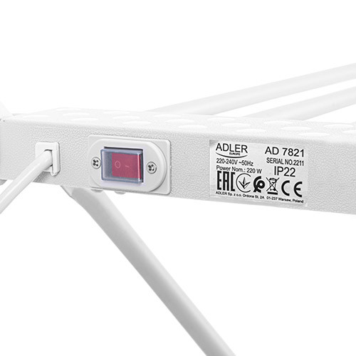 Elektryczna suszarka do ubrań składana z 18 grzałkami Adler 7821
