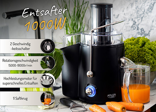 Sokowirówka 1000W z filtrem ze stali nierdzewnej Adler 4127