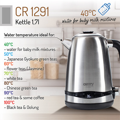 Czajnik elektryczny z regulacją temperatury LCD 1,7L Camry 1291