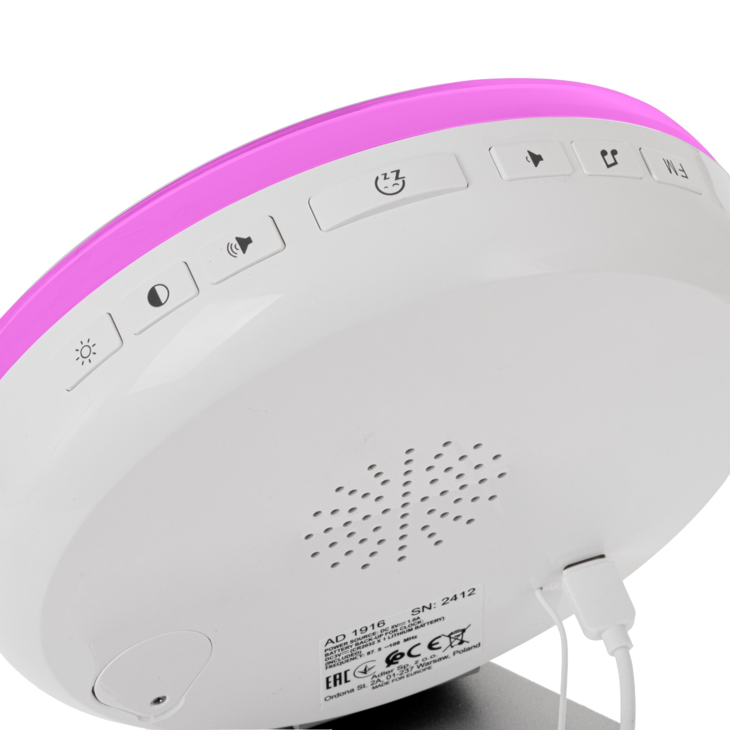 Budzik świetlny z symulacją wschodu słońca i dźwiękami natury Adler 1916