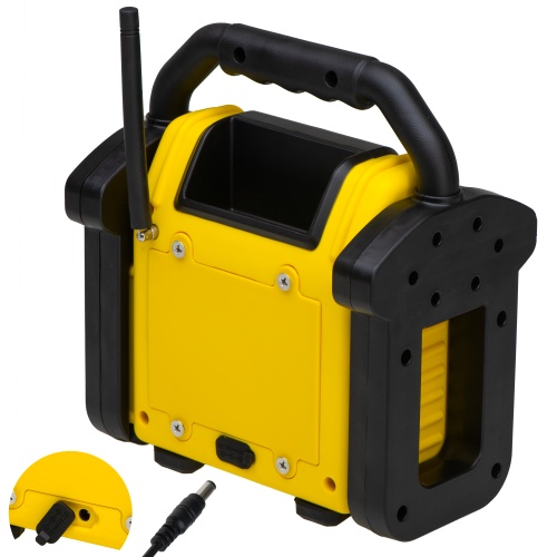 Radio budowlane Bluetooth IPX54 z ładowaniem i zasilaniem bateryjnym Adler 1911