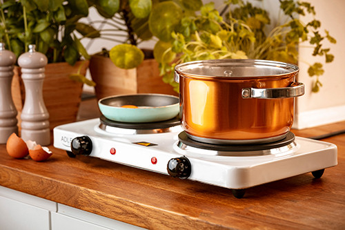 Kuchenka elektryczna dwupalnikowa 2500W biała Adler 6504