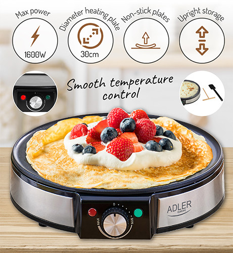Naleśnikarka 30 cm z powłoką nieprzywierającą i akcesoriami Adler 3058