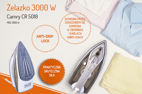 Żelazko parowe 3000W z funkcją automatycznego wyłączenia Camry 5018