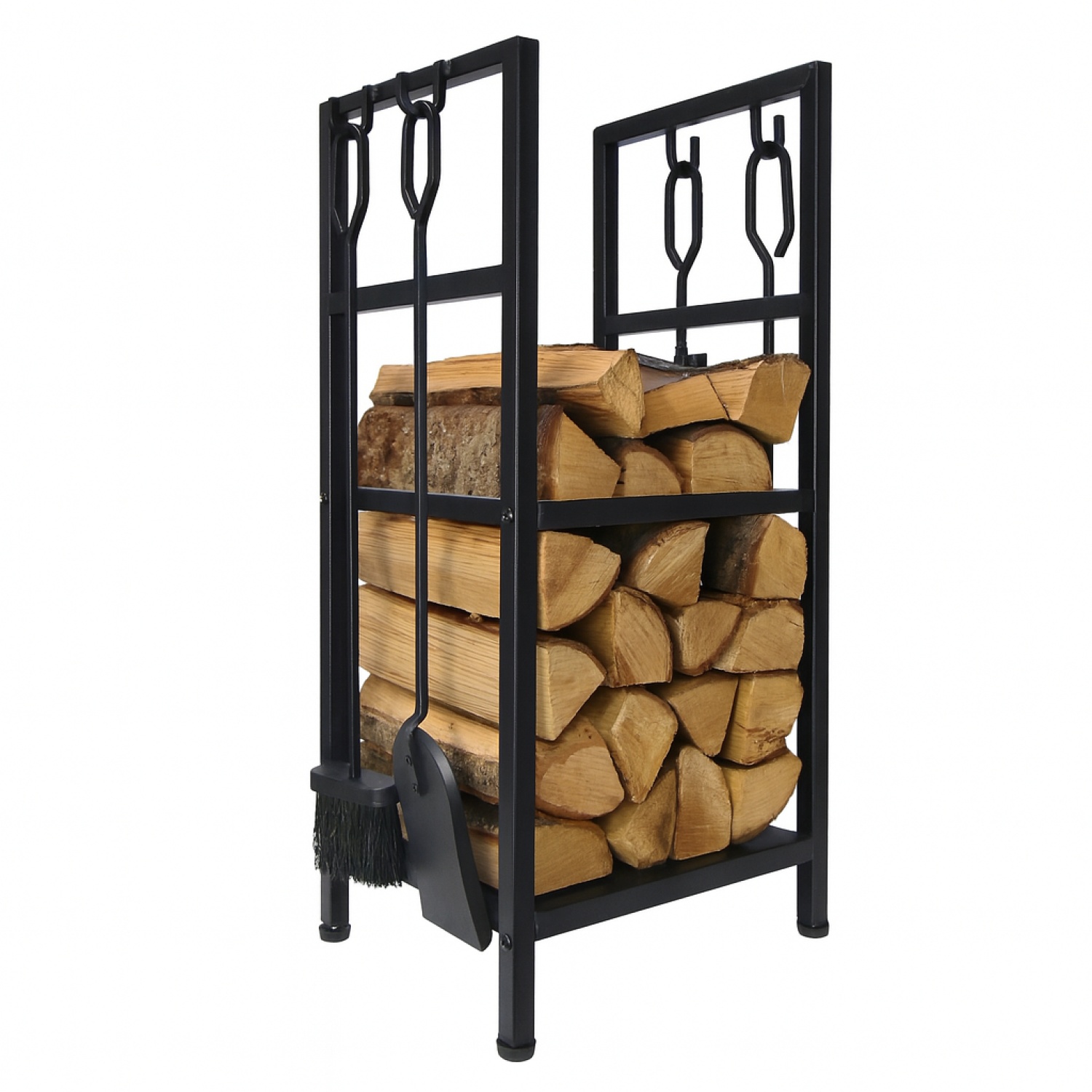 Stojak na drewno kominkowe z narzędziami - stalowy, na taras Adler 6815