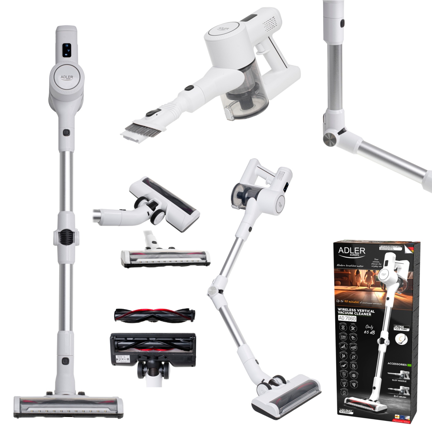 Odkurzacz bezprzewodowy pionowy z silnikiem bezszczotkowym Adler 7060
