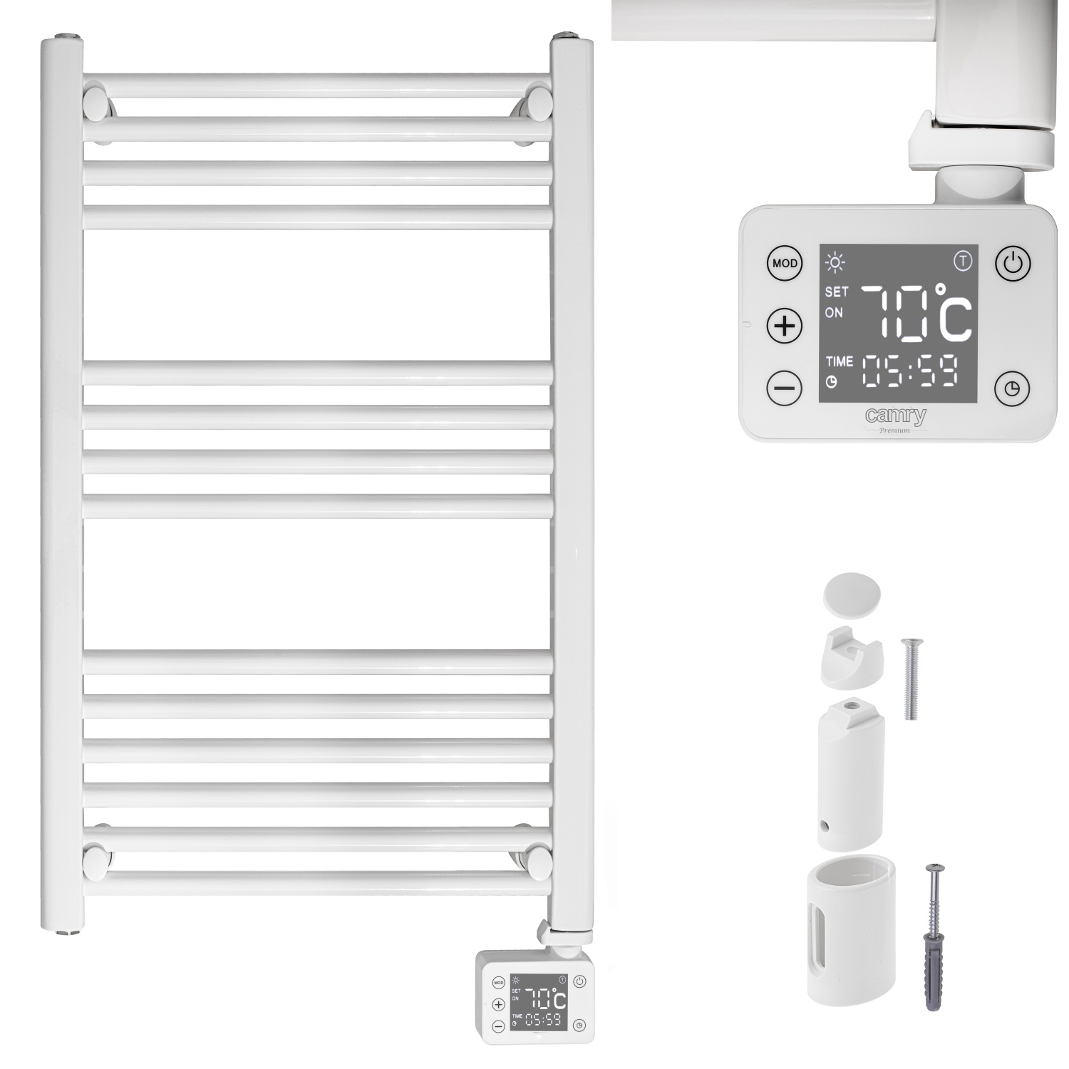 Grzejnik łazienkowy drabinkowy 600W z panelem dotykowym Camry 7827
