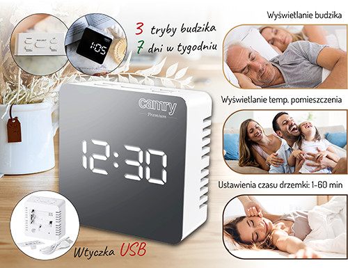 Budzik LED z termometrem i 3 trybami alarmu Camry 1150