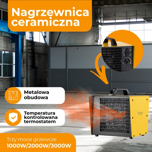Nagrzewnica ceramiczna 3000W z termostatem Adler 7740