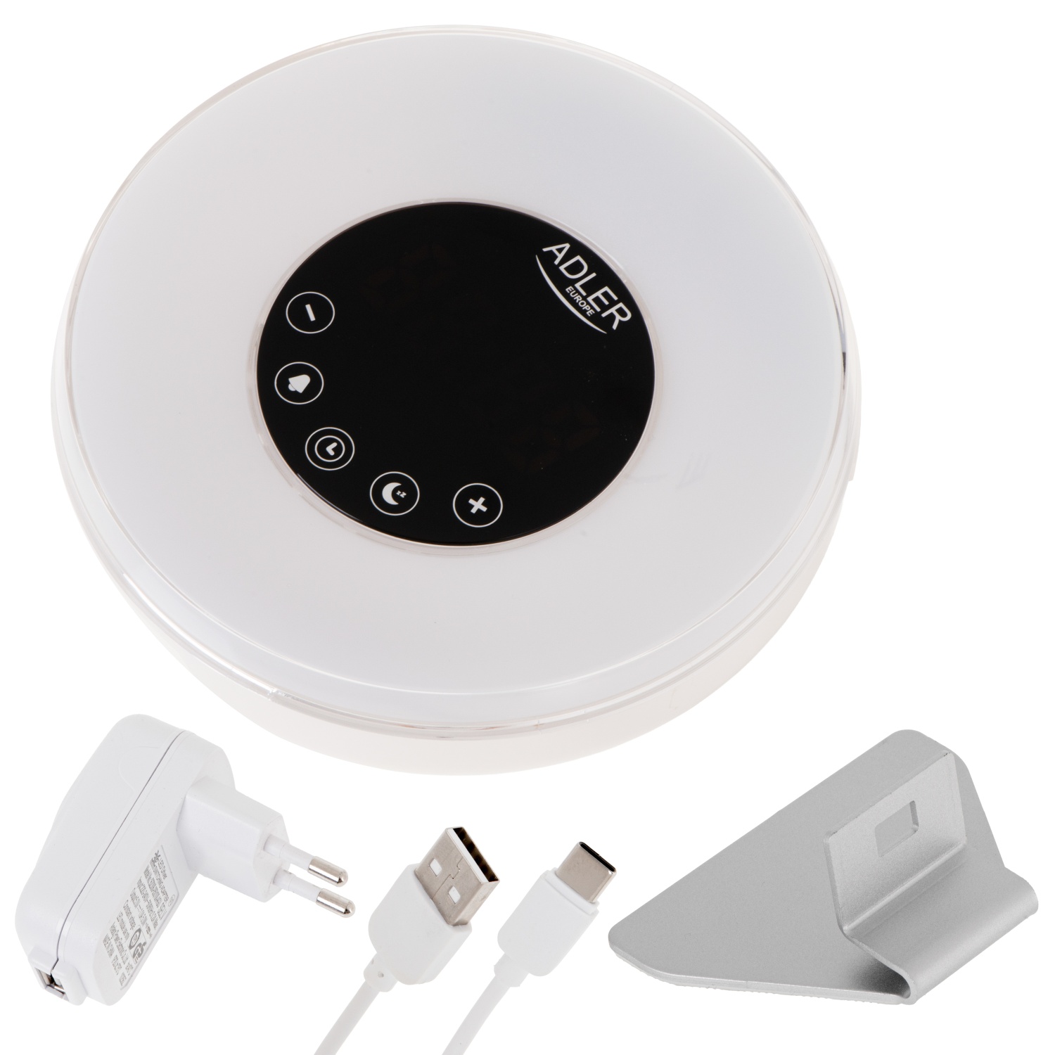 Budzik świetlny z symulacją wschodu słońca i dźwiękami natury Adler 1916