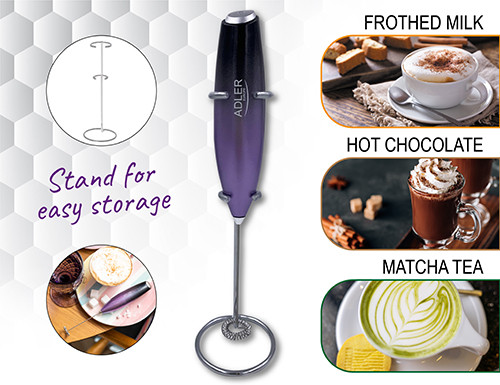 Spieniacz do mleka ze stojakiem do cappuccino i matcha Adler 4499
