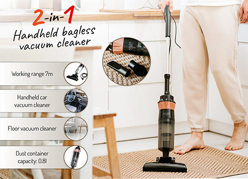 Odkurzacz pionowy bezworkowy 2w1 do domu i samochodu Adler 7049