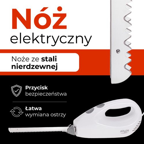 Elektryczny nóż do mięsa i mrożonek z 2 ostrzami Adler 4512