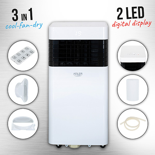 Klimatyzator przenośny 7000 BTU z osuszaniem Adler 7852
