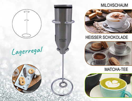 Spieniacz do mleka ze stojakiem ze stali nierdzewnej Adler 4500