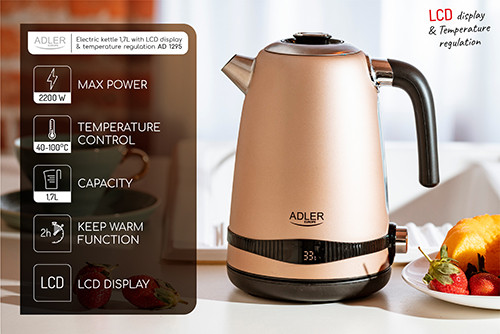 Czajnik elektryczny ze stali nierdzewnej 1,7L z regulacją temperatury Adler 1295