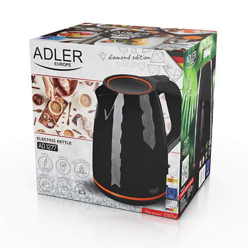 Czajnik elektryczny 1,7L 2200W czarny z filtrem Adler 1277