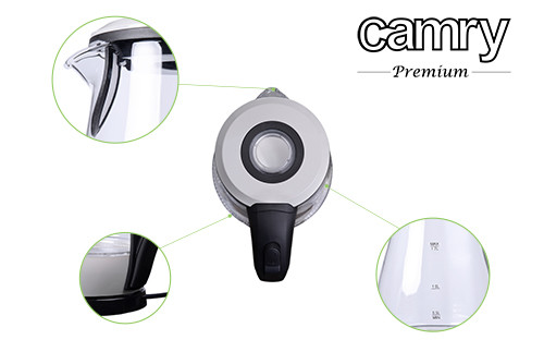 Czajnik szklany 1,7L z automatycznym wyłączaniem - Camry 1251