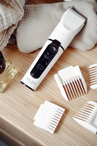 Strzyżarka do włosów z akumulatorem LCD i 9 nasadkami Adler 2839