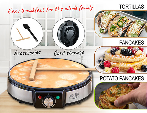 Naleśnikarka 30 cm z powłoką nieprzywierającą i akcesoriami Adler 3058