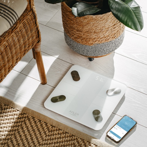 Waga łazienkowa analityczna Smart z aplikacją - 18 parametrów ciała Adler 8186