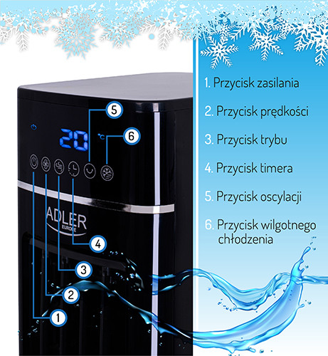 Klimator kolumnowy 3w1 z nawilżaniem i oczyszczaniem Adler 7859
