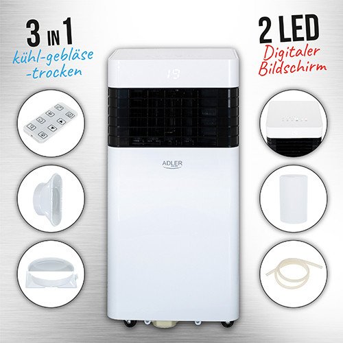 Klimatyzator przenośny 7000 BTU z osuszaniem Adler 7852