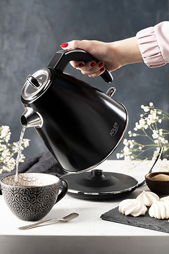 Czajnik elektryczny 1,5L stal nierdzewna czarny Adler 1343