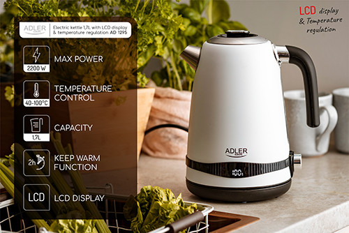 Czajnik elektryczny z regulacją temperatury LCD 1,7L Adler 1295