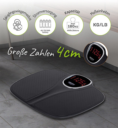 Waga łazienkowa z funkcją ważenia niemowląt 180kg Camry 8171