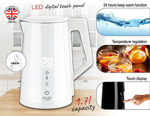 Czajnik elektryczny z regulacją temperatury LED 1,7L Adler 1345