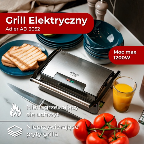 Grill elektryczny z powłoką teflonową - Adler Adler 3052