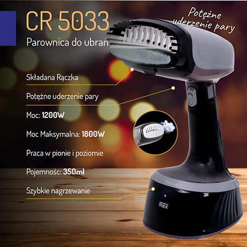 Parownica do ubrań z mocą 1800W - składana rączka Camry 5033