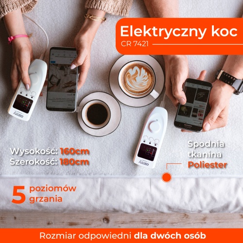 Elektryczny koc podkładowy z czasomierzem 160x180 cm Camry 7421