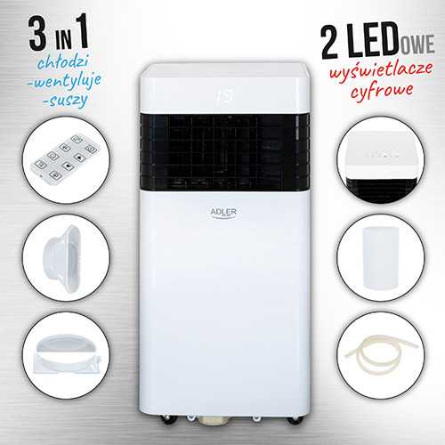 Klimatyzator przenośny 7000 BTU z osuszaniem Adler 7852