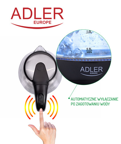 Czajnik elektryczny 1,5 L z filtrem i automatycznym wyłączaniem Adler 1224