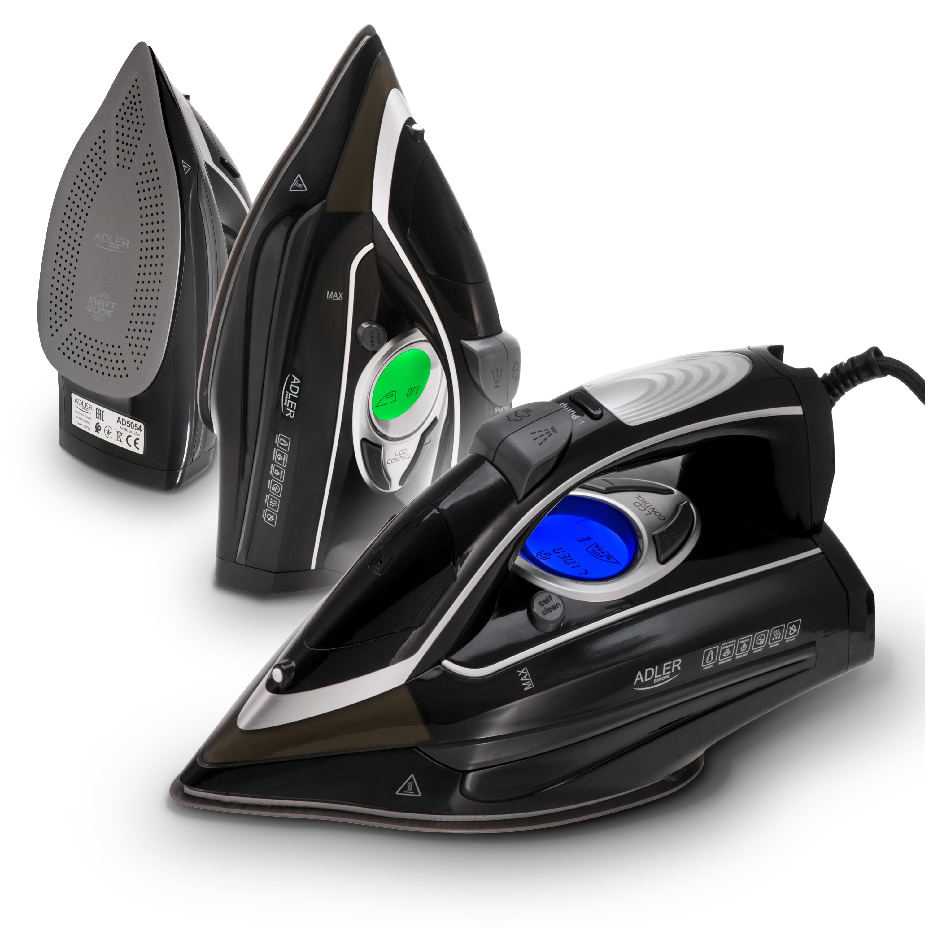 Żelazko parowe z pompą wody LCD 3000W 4 temperatury AD 5054
