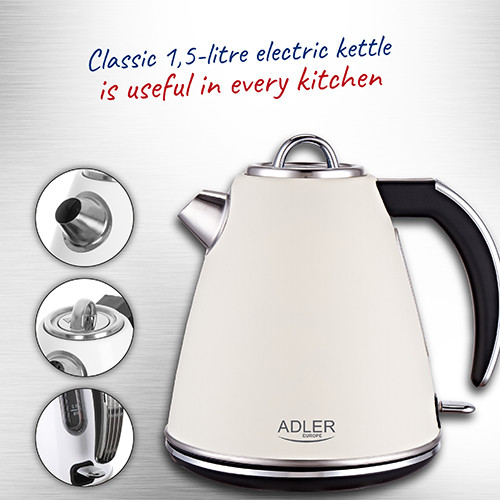 Czajnik elektryczny 1,5L 2200W stal nierdzewna beżowy Adler 1343