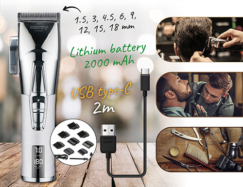 Maszynka do włosów z LCD i 8 nasadkami Camry 2835