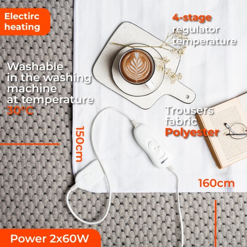 Elektryczny koc podkładowy 160x150 cm z regulacją temperatury Mesko 7420