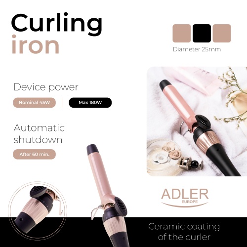 Lokówka ceramiczna 25mm z regulacją temperatury Adler 2117