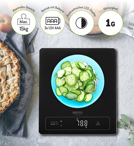 Waga kuchenna 15kg z bezdotykowym tarowaniem i wyświetlaczem LED Camry 3175