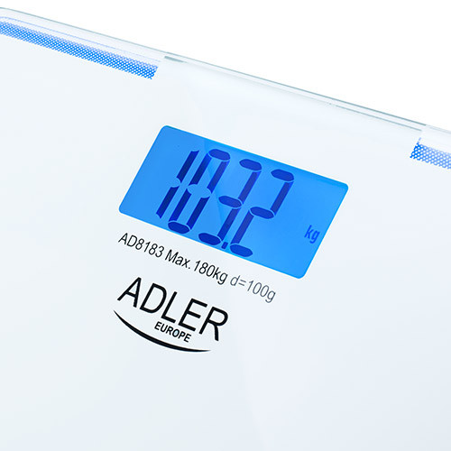 Waga łazienkowa szklana 180kg z podświetleniem LCD Adler 8183