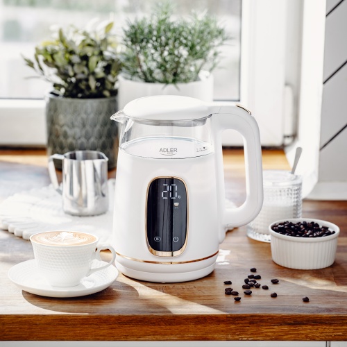 Czajnik elektryczny szklany z regulacją temperatury 1,7L LED Adler 1305