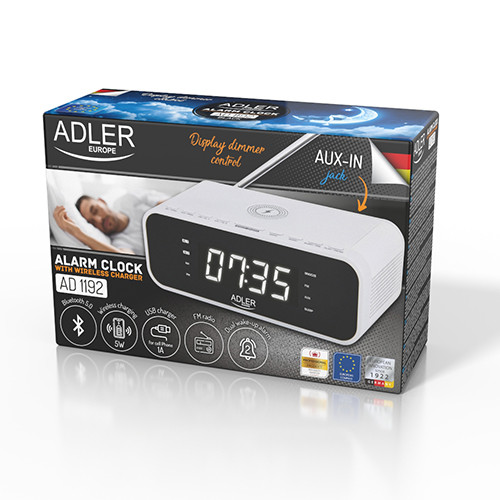 Radiobudzik z ładowarką bezprzewodową i Bluetooth Adler 1192
