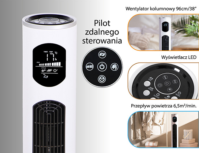 Wentylator kolumnowy 96cm z pilotem i timerem Adler 7857