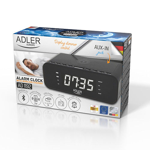 Radiobudzik z ładowarką bezprzewodową i Bluetooth Adler 1192