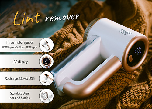 Golarka do tkanin z wyświetlaczem LCD i 3 prędkościami Adler 9617