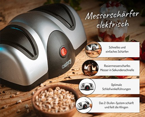 Elektryczna ostrzałka do noży z systemem ostrzenia i polerowania Camry 4469
