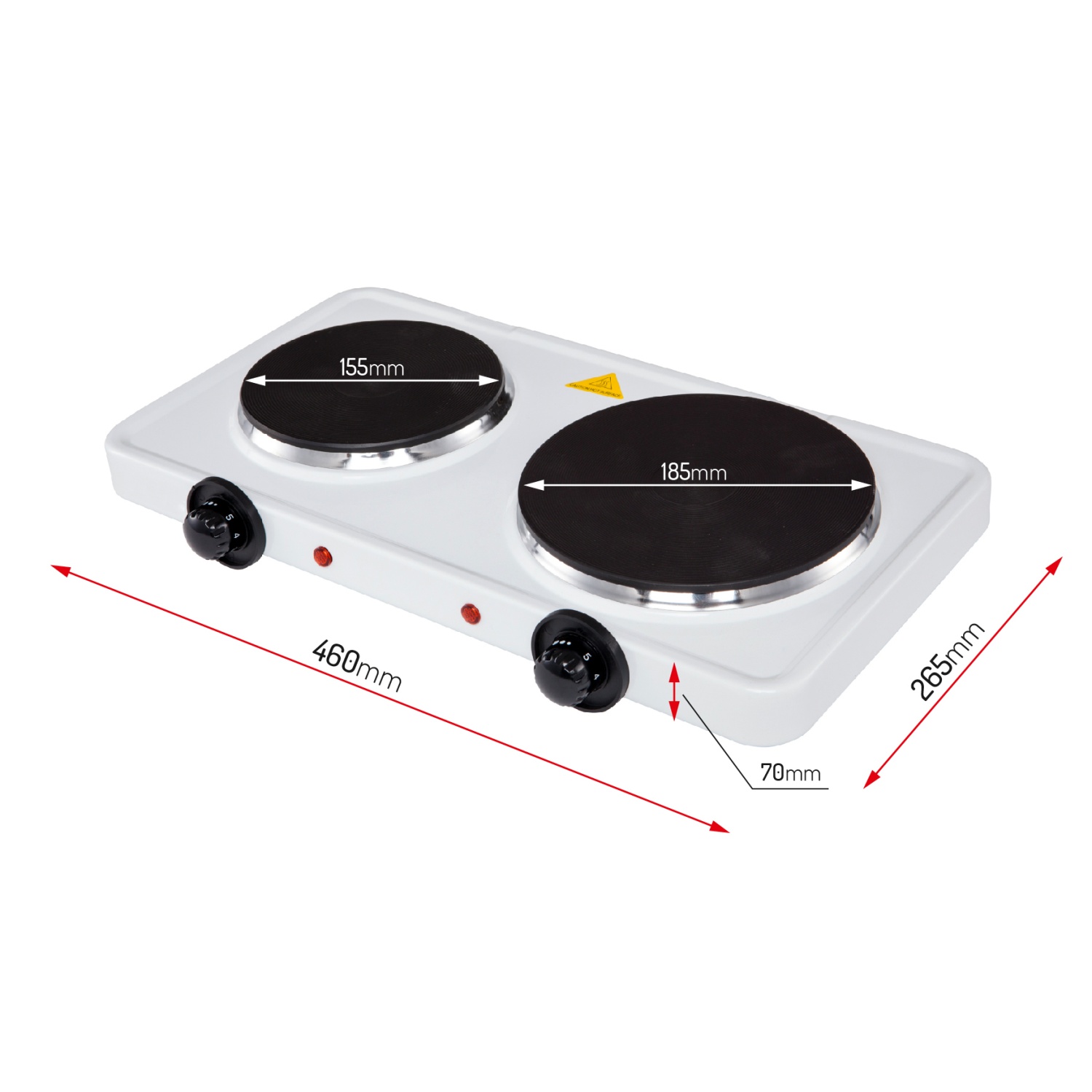 Kuchenka elektryczna 2-palnikowa 2500W stalowa Adler 6520